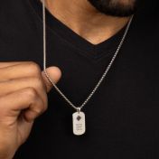 Engraved Tag Necklace for Men with Nano Bible - Sterling Silver
