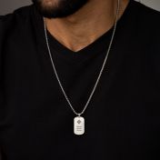 Engraved Tag Necklace for Men with Nano Bible - Sterling Silver