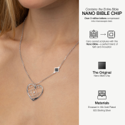Ties of Heart Map Necklace with Nano Bible [14 Karat White Gold]