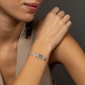 Treasured Spot Map Silhouette Bracelet with Braided Chain [Sterling Silver]