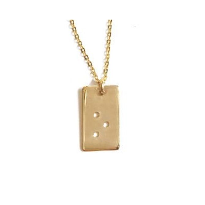 Classic Bar Braille Initial Necklace  - 18k gold plated