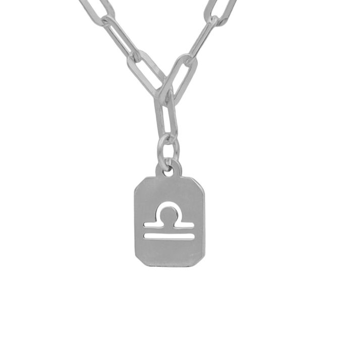 Paperclip Style Zodiac Necklace [Sterling Silver]