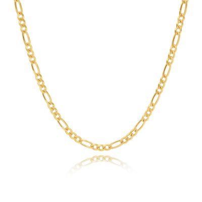 Figaro Chain Necklace with Custom Nameplate [Gold Plated] - 3MM