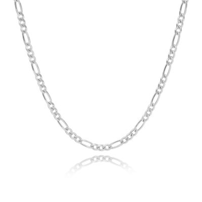 Figaro Chain Necklace with Custom Nameplate [Sterling Silver] - 3MM