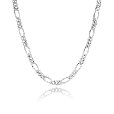 Figaro Chain Necklace with Custom Nameplate [Sterling Silver] - 5MM