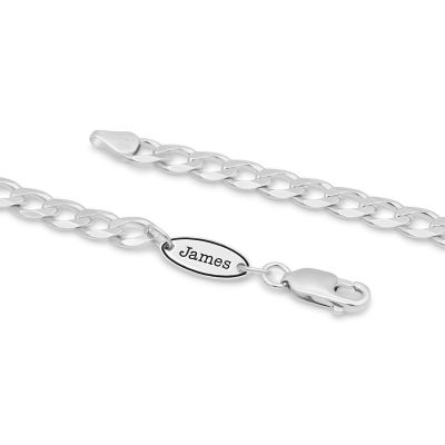 Curb Chain Necklace with Custom Nameplate [Sterling Silver] - 5MM