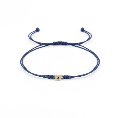 Open Heart Initial Bracelet - Blue [14 karat gold]
