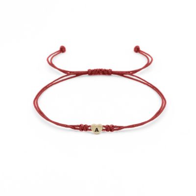 Open Heart Initial Bracelet - Red [14 karat gold]