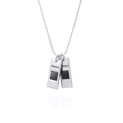 Eliana Diamond Name Necklace with Nano Bible [Sterling Silver]