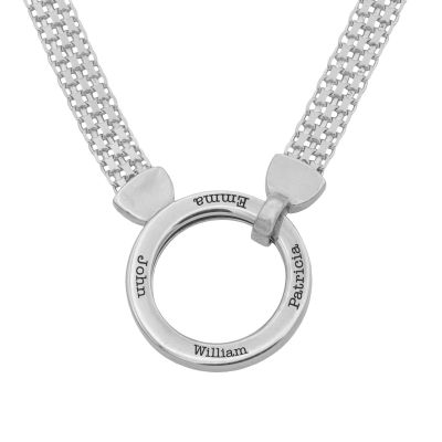 Big Family Circle Name Necklace [Sterling Silver]