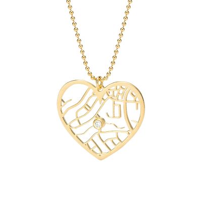 Heart Map Necklace [14 Karat Gold]