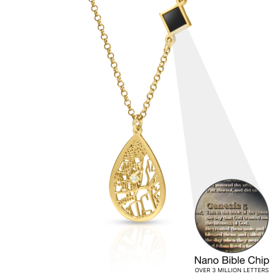 Cherished Spot Map Necklace with Nano Bible [18K Gold Vermeil]