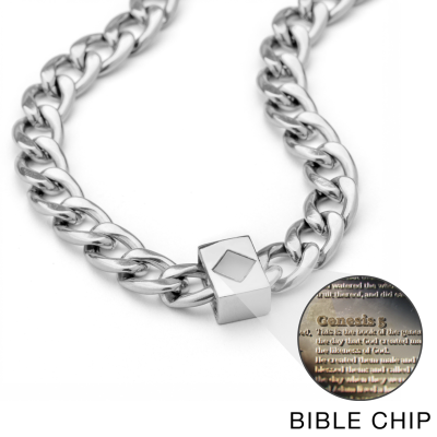 Cuban Link Chain with Nano Bible for Men – 8mm