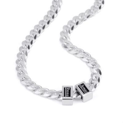 Cuban Link Chain With Names - 5MM [Sterling Silver]