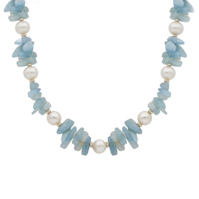 Deep Sea Aquamarine & Pearls Necklace