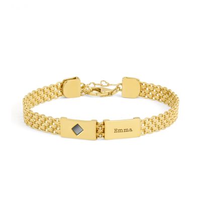 Milanese Chain Name Bracelet With Nano Bible [18K Gold Vermeil]