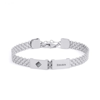 Milanese Chain Name Bracelet With Nano Bible [Sterling Silver]