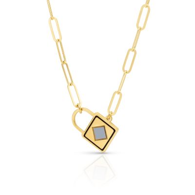 Faith Lock Link Chain Necklace with Nano Bible [18K Gold Vermeil]