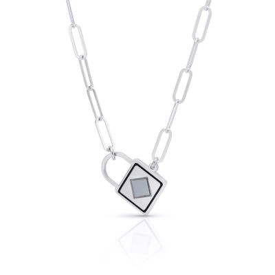 Faith Lock Link Chain Necklace with Nano Bible [Sterling Silver]