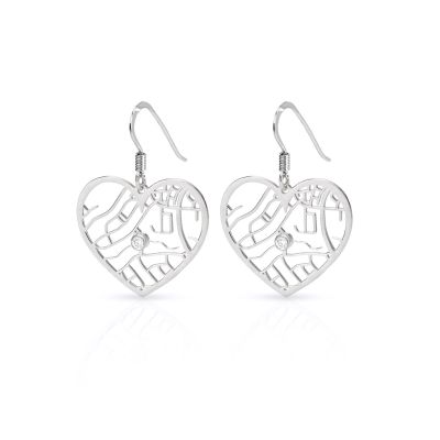Ties of Heart Map Earrings [Sterling Silver]