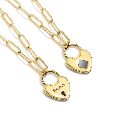 Ties of the Heart Paperclip Name Necklace with Nano Bible [18K Gold Plated]