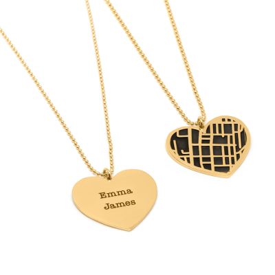 Heart Silhouette Map Necklace [18K Gold Vermeil]