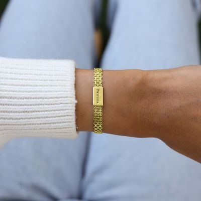 Herringbone Name Bracelet [18k Gold Vermeil]