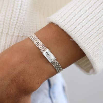 Herringbone Name Bracelet [Sterling Silver]