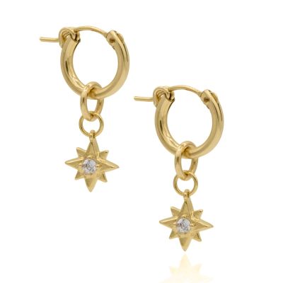 Star Hoop Earrings [white crystals]