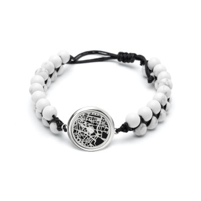 Howlite Silhouette Map Bracelet [Sterling Silver]