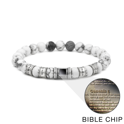Howlite Women Name Bracelet With Nano Bible [Sterling Silver]