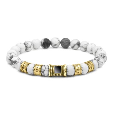 Howlite Women Name Bracelet With Nano Bible [18K Gold Vermeil]
