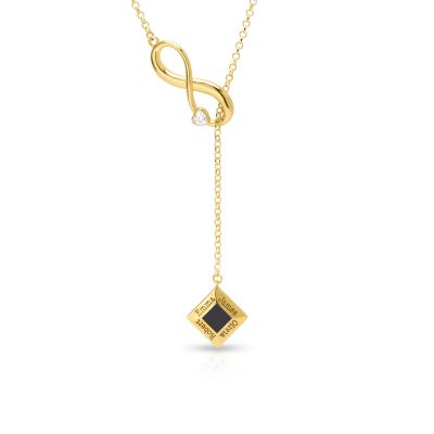 Lariat Infinity Diamond Necklace with Nano Bible [18K Gold Plated]