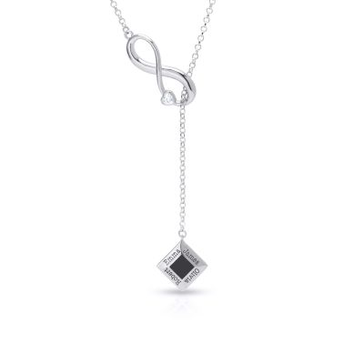 Lariat Infinity Diamond Necklace with Nano Bible [Sterling Silver]