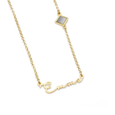 Italic Name Necklace with Nano Bible [18K Gold Plated]
