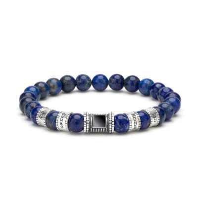 Lapis Lazuli Women Name Bracelet with Nano Bible [Sterling Silver]