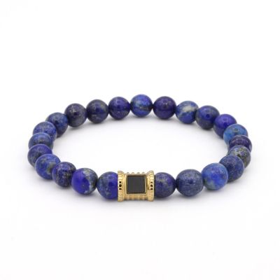 Lapis Lazuli Women Bracelet with Nano Bible - 14 Karat Gold