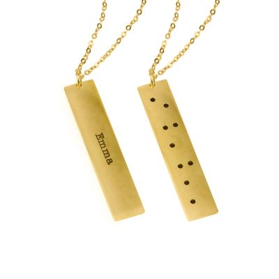 Name and Braille Symmetry Engraved Necklace
