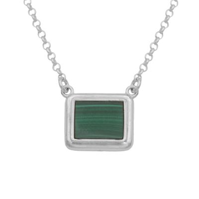 Touch of Nature Malachite Necklace - Horizontal [Sterling Silver]