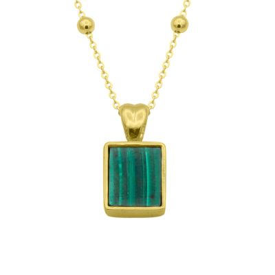 Touch of Nature Malachite Necklace - Vertical [18K Gold Plated]