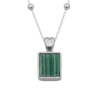 Touch of Nature Malachite Necklace - Vertical [Sterling Silver]