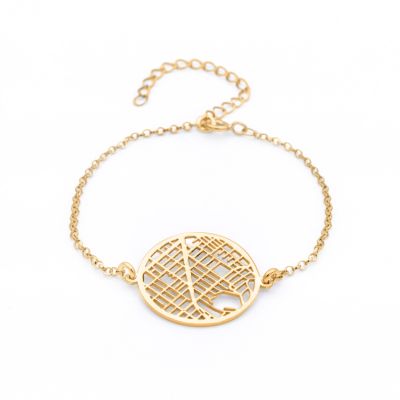 Memories Circle Map Bracelet [18K Gold Plated]