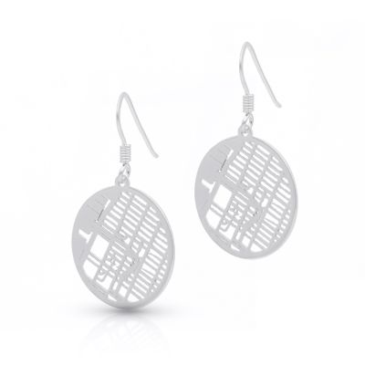 Memories Circle Map Earrings [Sterling Silver]