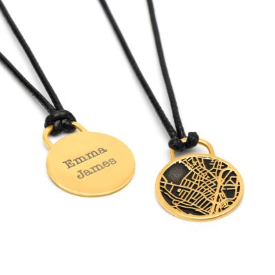 Navigator's Map Men Necklace – 18K Gold Vermeil / Black Cord