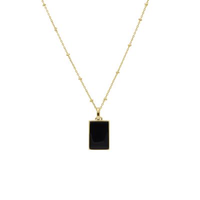 Ann Onyx Tag Necklace