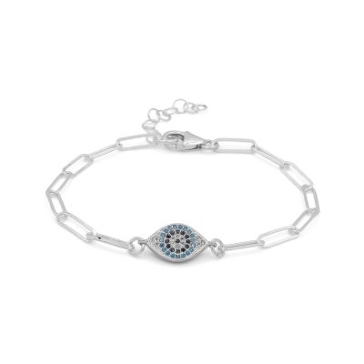 Paperclip Style Hera Evil Eye Bracelet