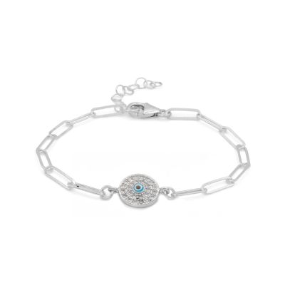 Paperclip Style Hestia Evil Eye Bracelet
