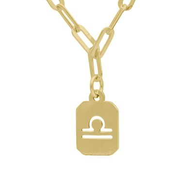 Paperclip Style Zodiac Necklace [18k Gold Plated]