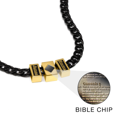 Personalized Dark Cuban Chain with Nano Bible [18K Gold Vermeil]