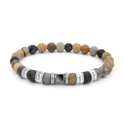 Picasso Jasper Women Name Bracelet with Nano Bible [Sterling Silver]